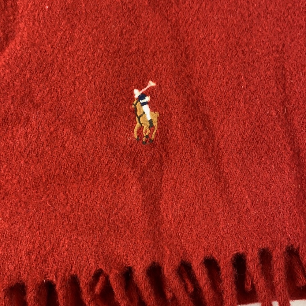 Polo Ralph Lauren Wool Scarf Red w/Multicolor Pony